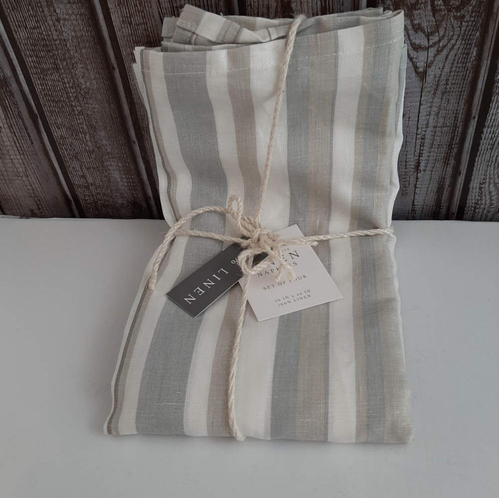 BOUNDRY Stripe 100% Linen Napkins